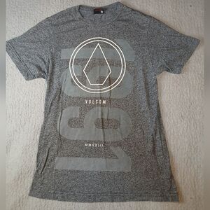 Volcom Mens T-Shirt Small Short Sleeve Gray Logo Graphic Crew Neck